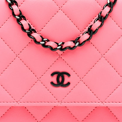 Chanel Lambskin Quilted Wallet On Chain WOC Coral Pink 8 of 10