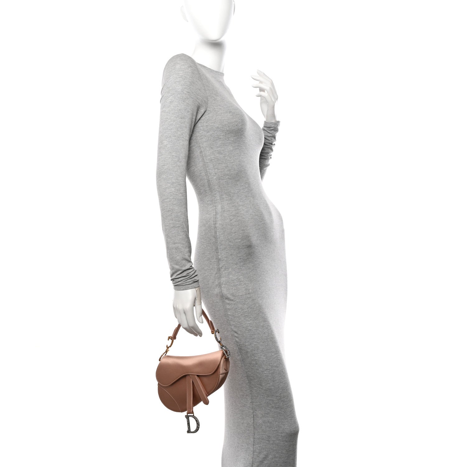 Christian Dior Satin Crystal Mini Saddle Bag Powder Beige 3 of 21