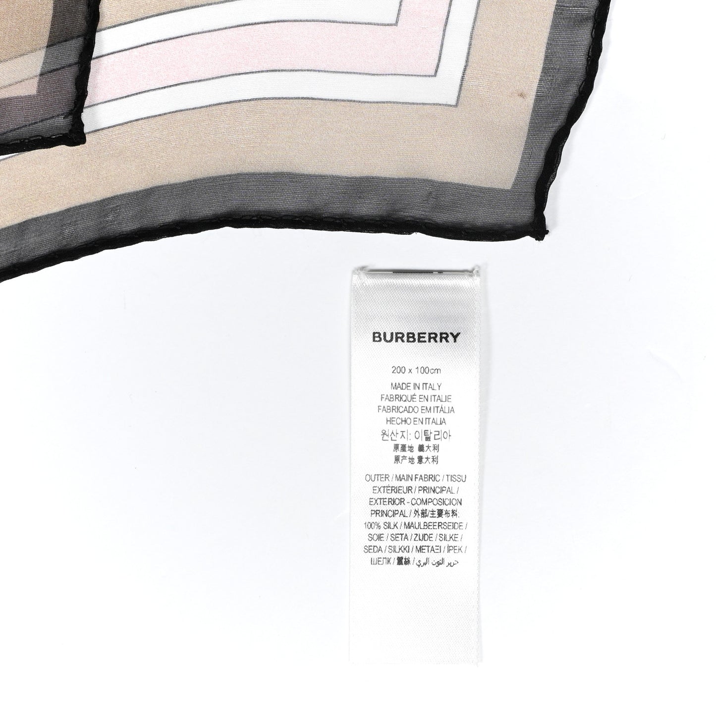 Silk Chiffon Logo Print Vintage Check Scarf Alabaster Pink
