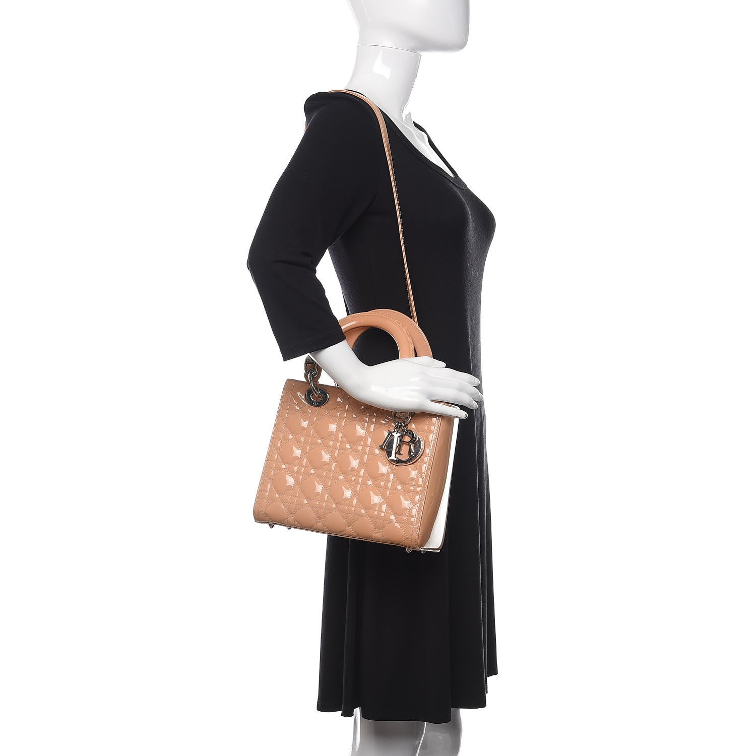 Christian Dior Patent Cannage Medium Lady Dior Beige 2 of 11