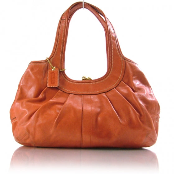COACHErgoLeatherPleatedFramedHoboCoral