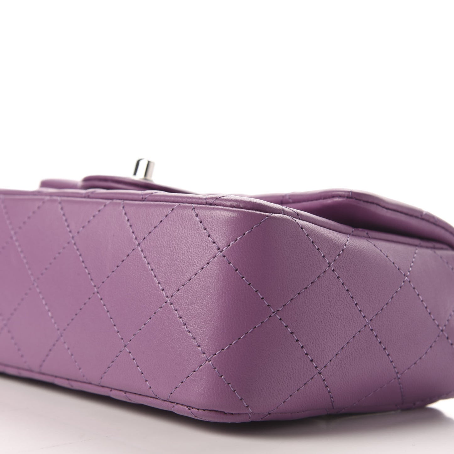 Lambskin Quilted Mini Rectangular Flap Purple
