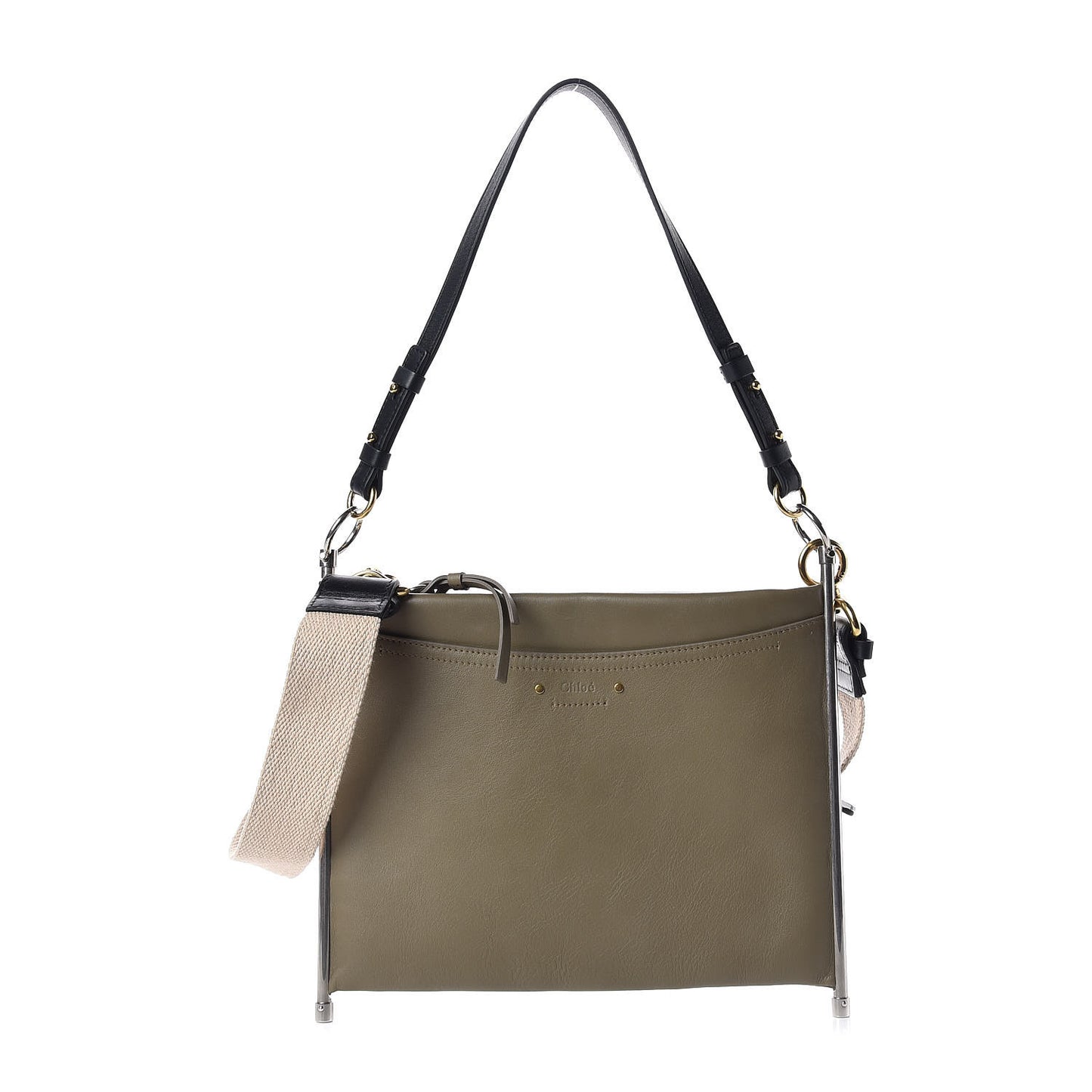 Smooth Calfskin Medium Roy Clutch Merino Grey