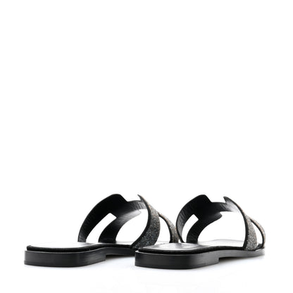 Hermes Velvet Goatskin Crystal Beads Oran Sandals 37 Gris Argente 4 of 8