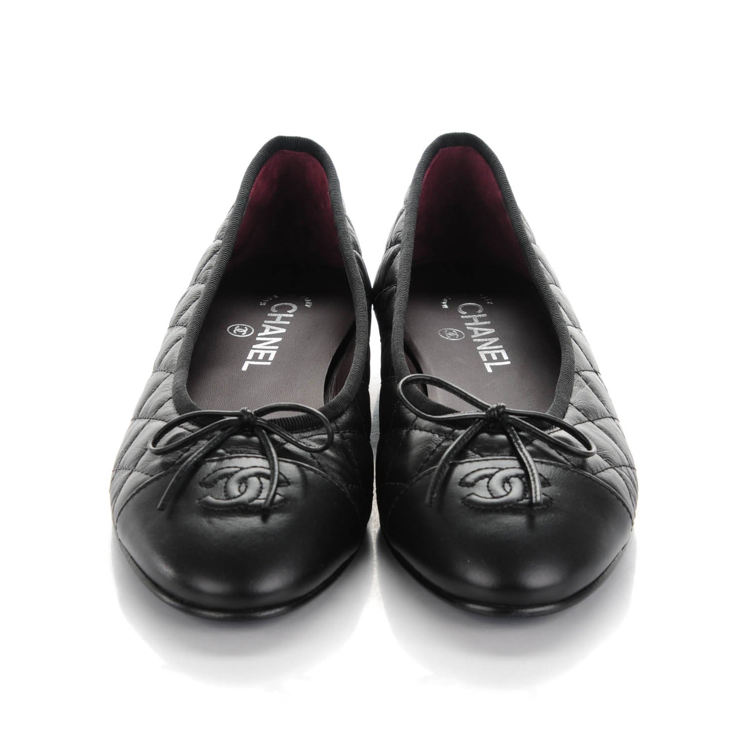Chanel Aged Calfskin Quilted CC Cap Toe Ballerina Flats 40 Black 2 of 8