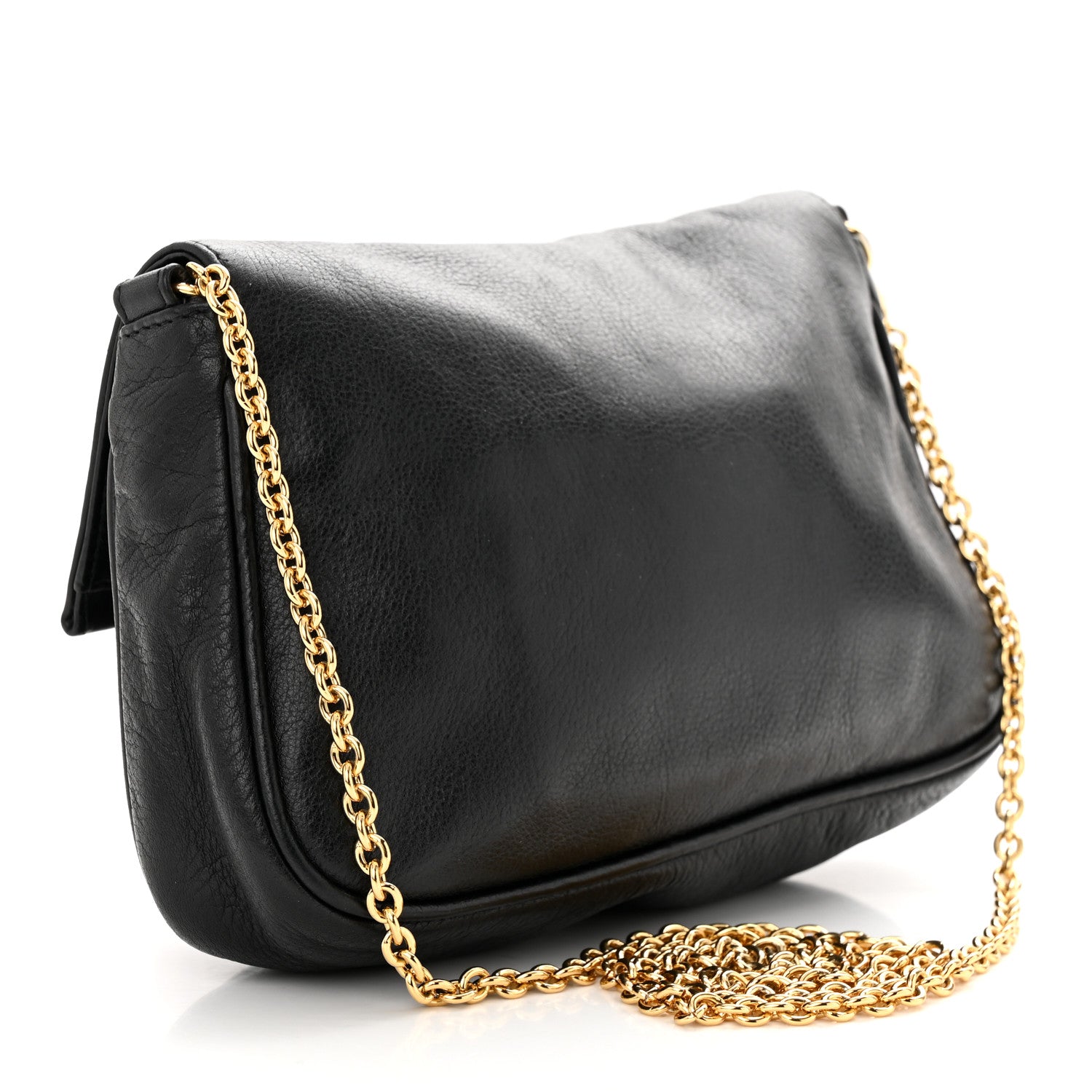 Fendi Vitello Flamingo Fendista Pouchette Crossbody Black 3 of 10