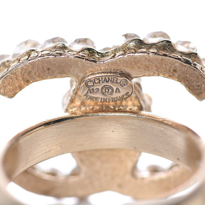Chanel Metal Crystal CC Ring 6.5 Gold 4 of 4