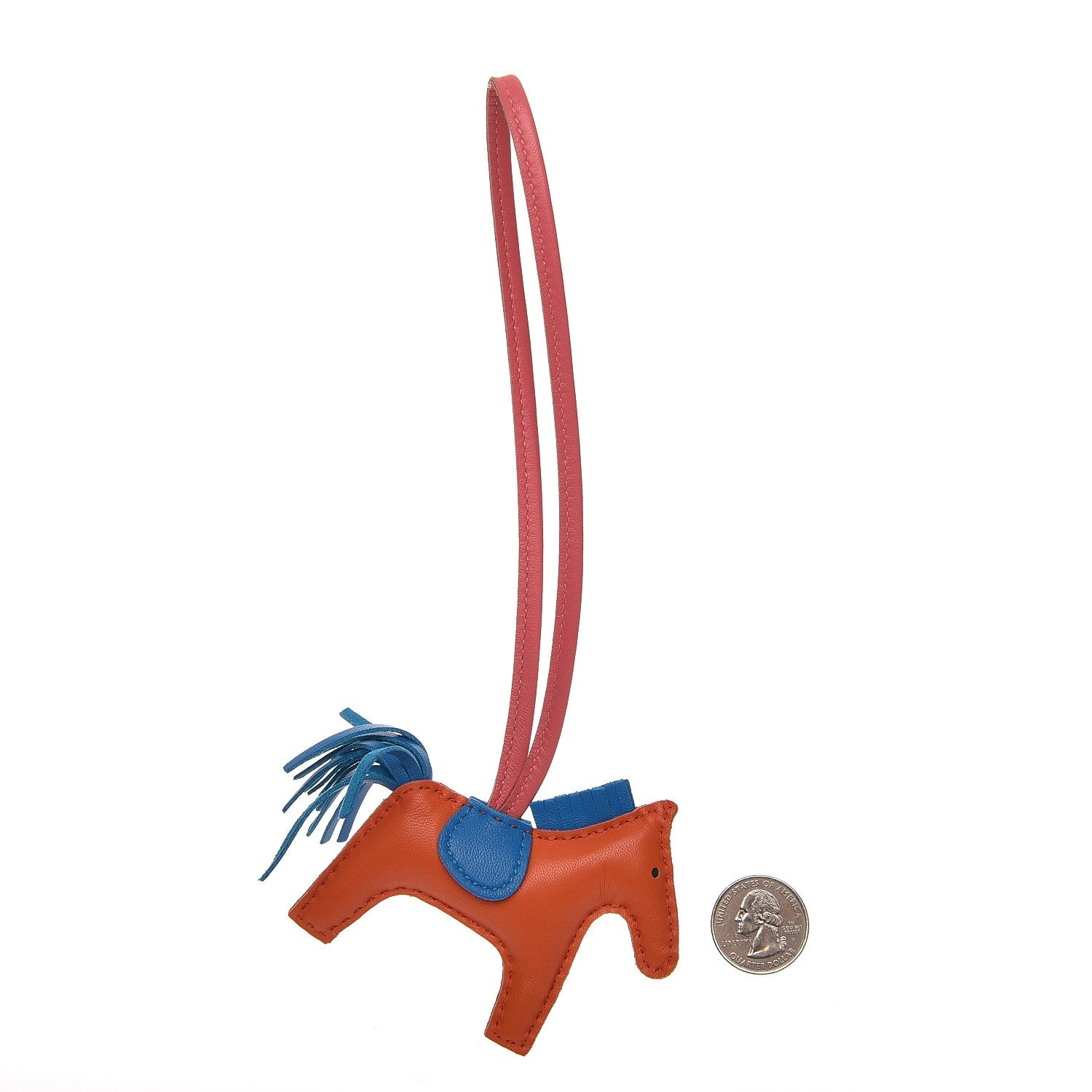Hermes Milo Lambskin Grigri Rodeo Horse Bag Charm PM Orange Poppy Bleu Zanzibar Rose Azalee 2 of 4