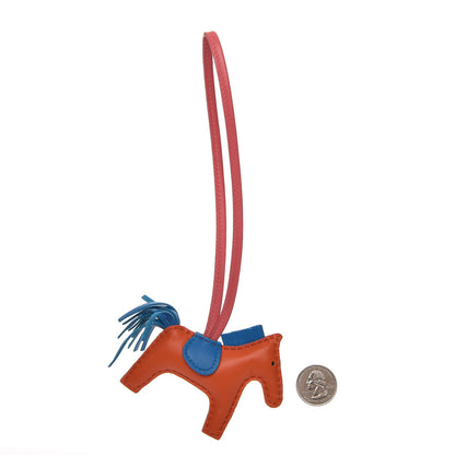 Hermes Milo Lambskin Grigri Rodeo Horse Bag Charm PM Orange Poppy Bleu Zanzibar Rose Azalee 2 of 4