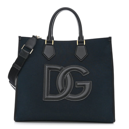 Dolce & Gabbana Canvas Calfskin DG Logo Shopper Black 1 of 10