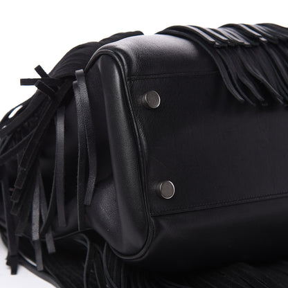 Saint Laurent Calfskin Fringe Medium Trois Clous Tote Black 8 of 12