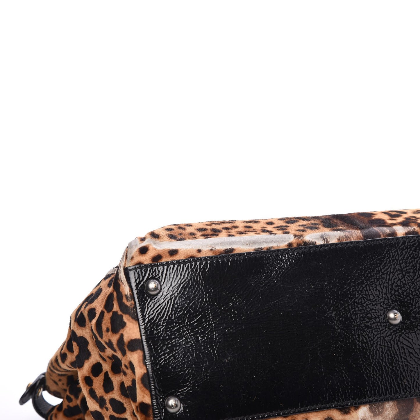 Calf Hair Leopard Print Zucca Large Peekaboo Iconic Satchel Tobacco