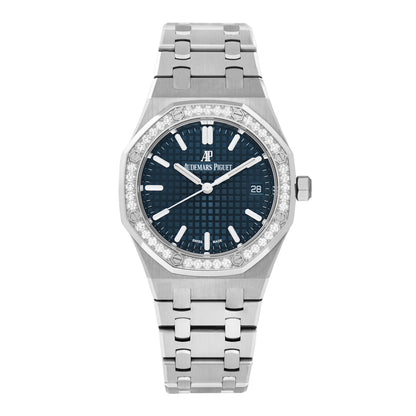 Audemars Piguet Stainless Steel Diamond 34mm Royal Oak Automatic Watch Blue 77351ST.ZZ.1261ST.01 1 of 5