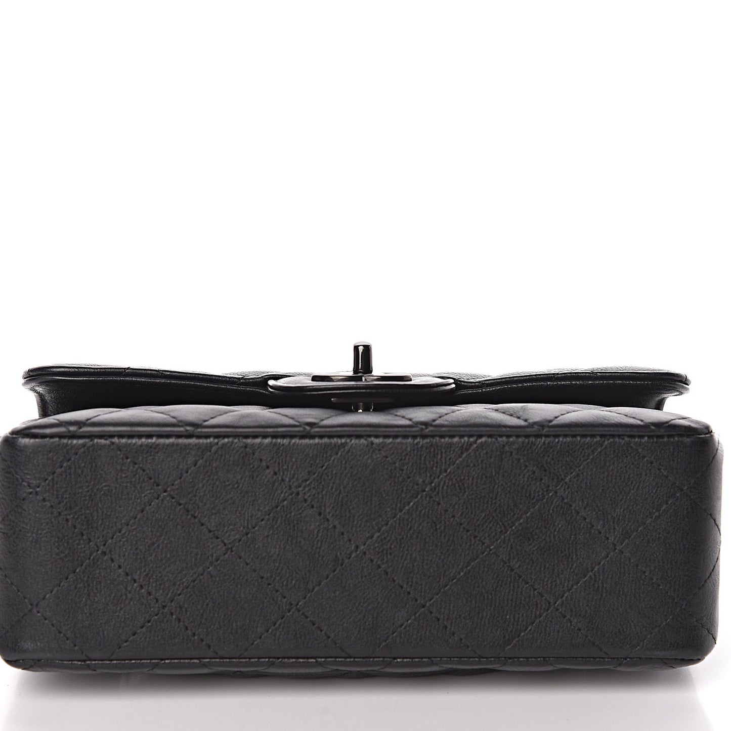 Crumpled Calfskin Quilted Mini Rectangular Flap So Black