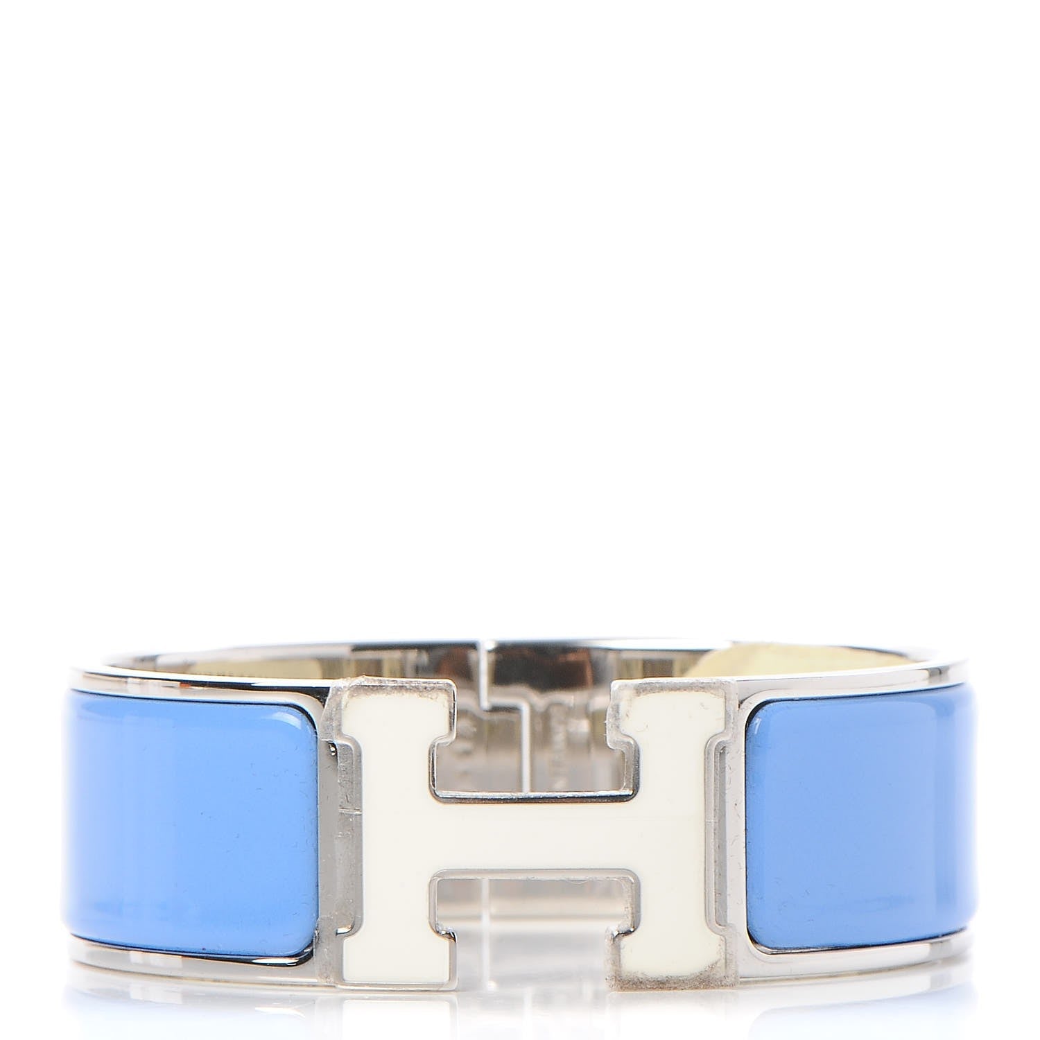 Hermes Enamel Wide Clic Clac H Bracelet PM Blanc Bleu Transat 1 of 6