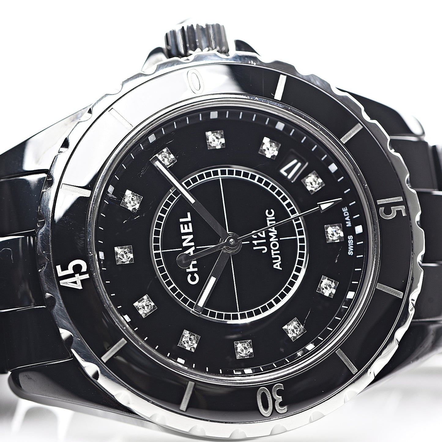 Stainless Steel Ceramic Diamond 38mm J12 Automatic Watch Black
