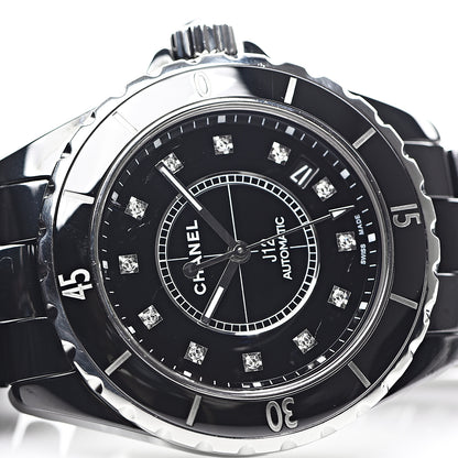 Chanel Stainless Steel Ceramic Diamond 38mm J12 Automatic Watch Black 6 of 6