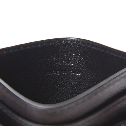 Saint Laurent Grain De Poudre Matelasse Chevron Monogram Credit Card Case Black 5 of 7