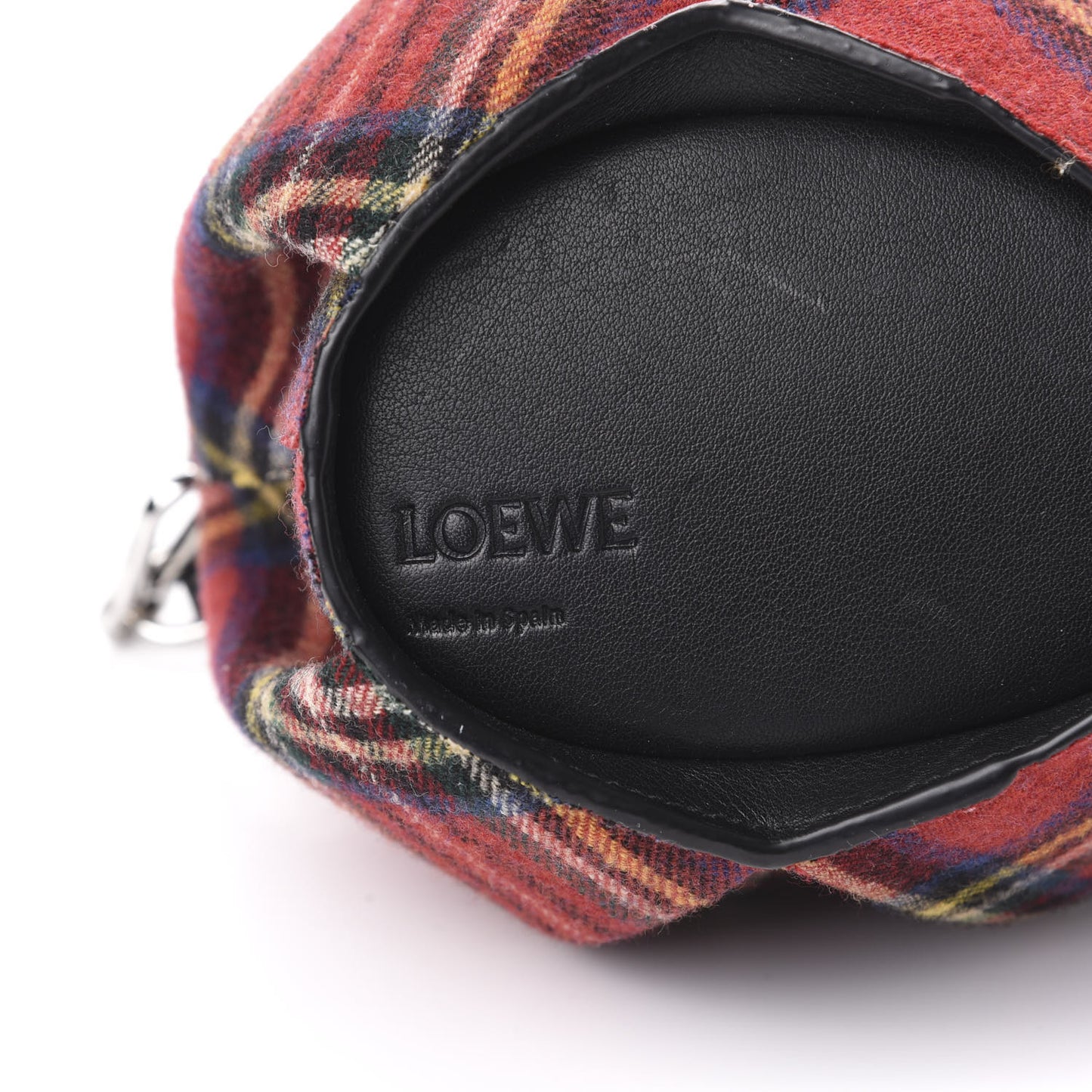 Wool Calfskin Mini Elephant Crossbody Bag Red Tartan