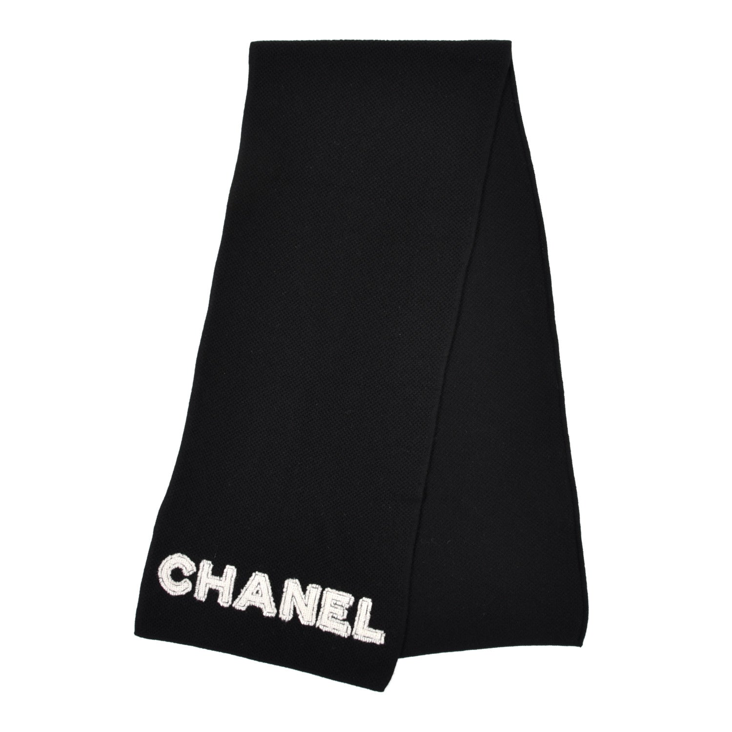 Chanel Cashmere Silk CC Logo Stole Black 2 of 5