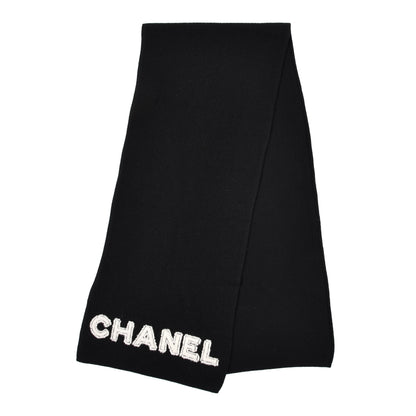 Chanel Cashmere Silk CC Logo Stole Black 2 of 5