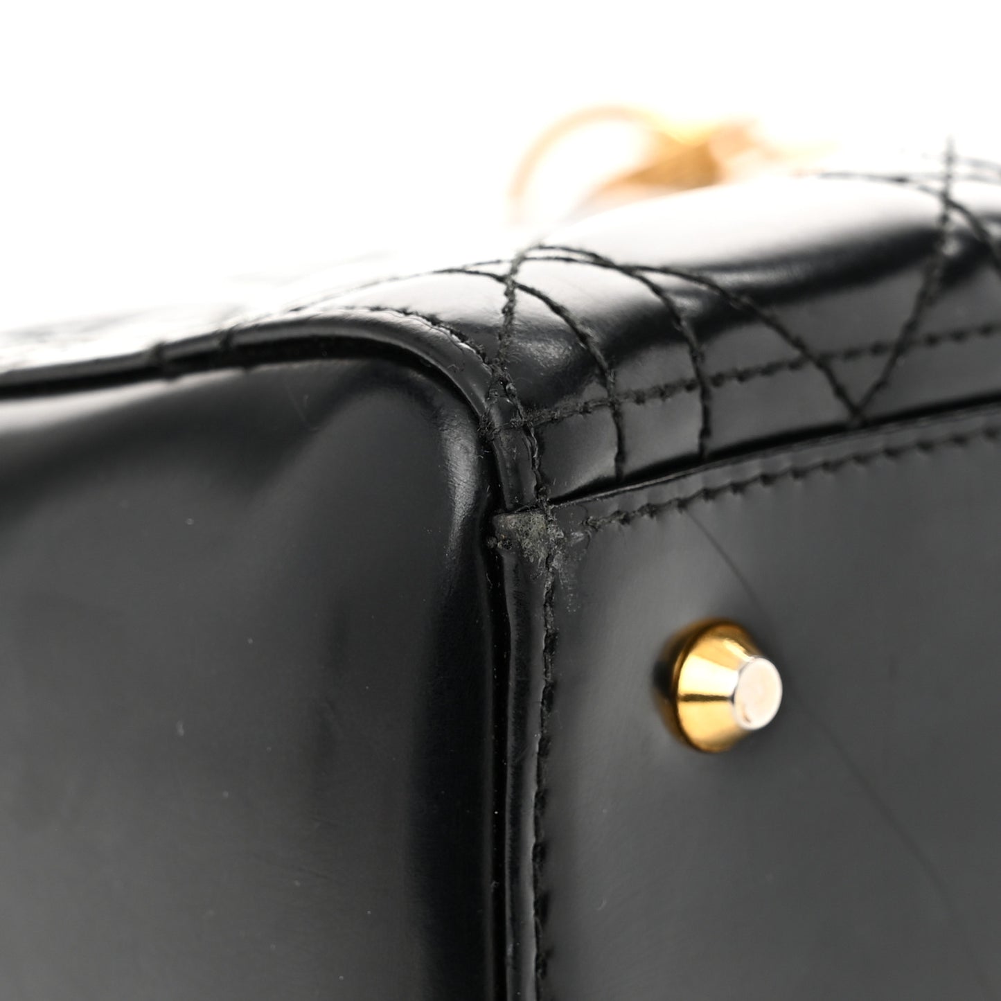 Glazed Calfskin Cannage Medium Lady Dior Black