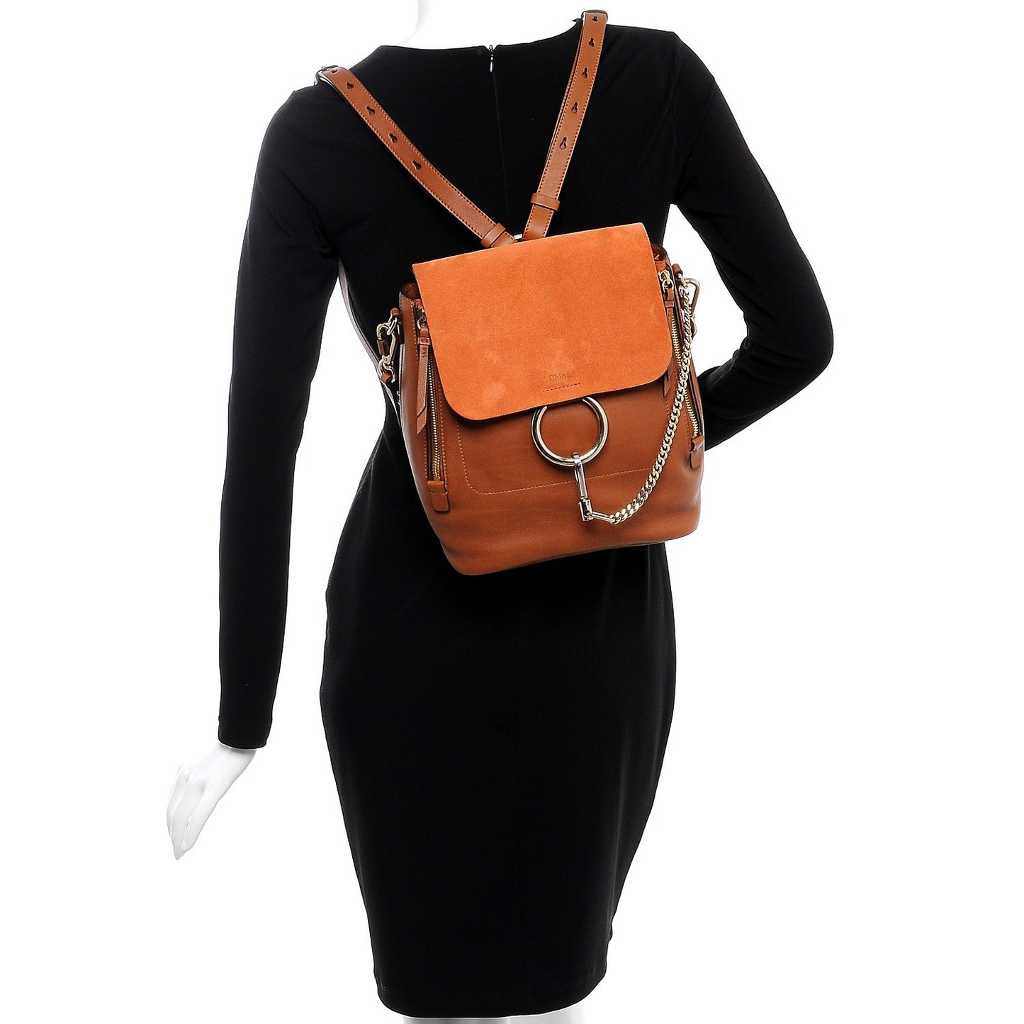Suede Calfskin Medium Faye Backpack Tan
