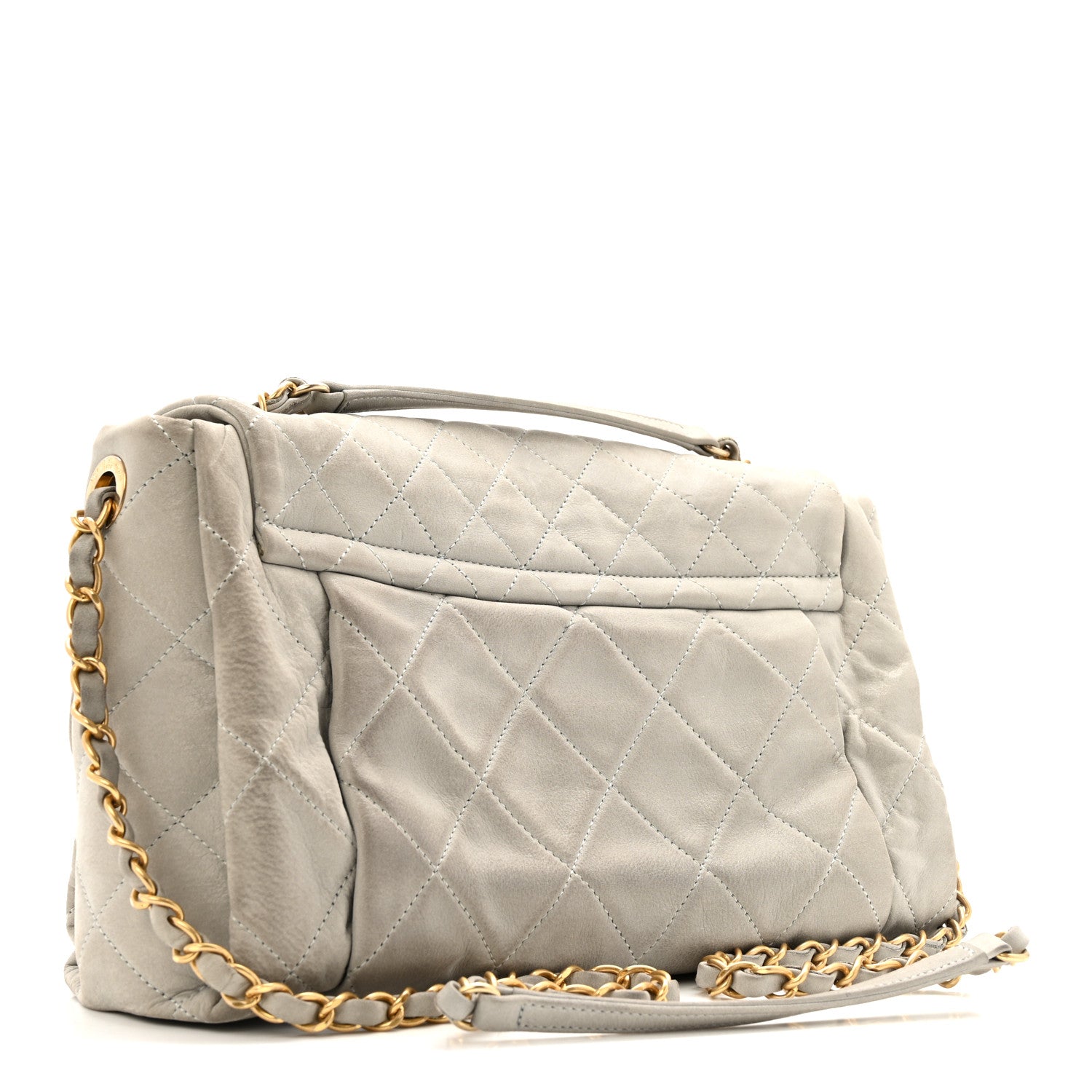 Chanel Iridescent Calfskin Quilted Large Accordion Flap Grey 3 of 11