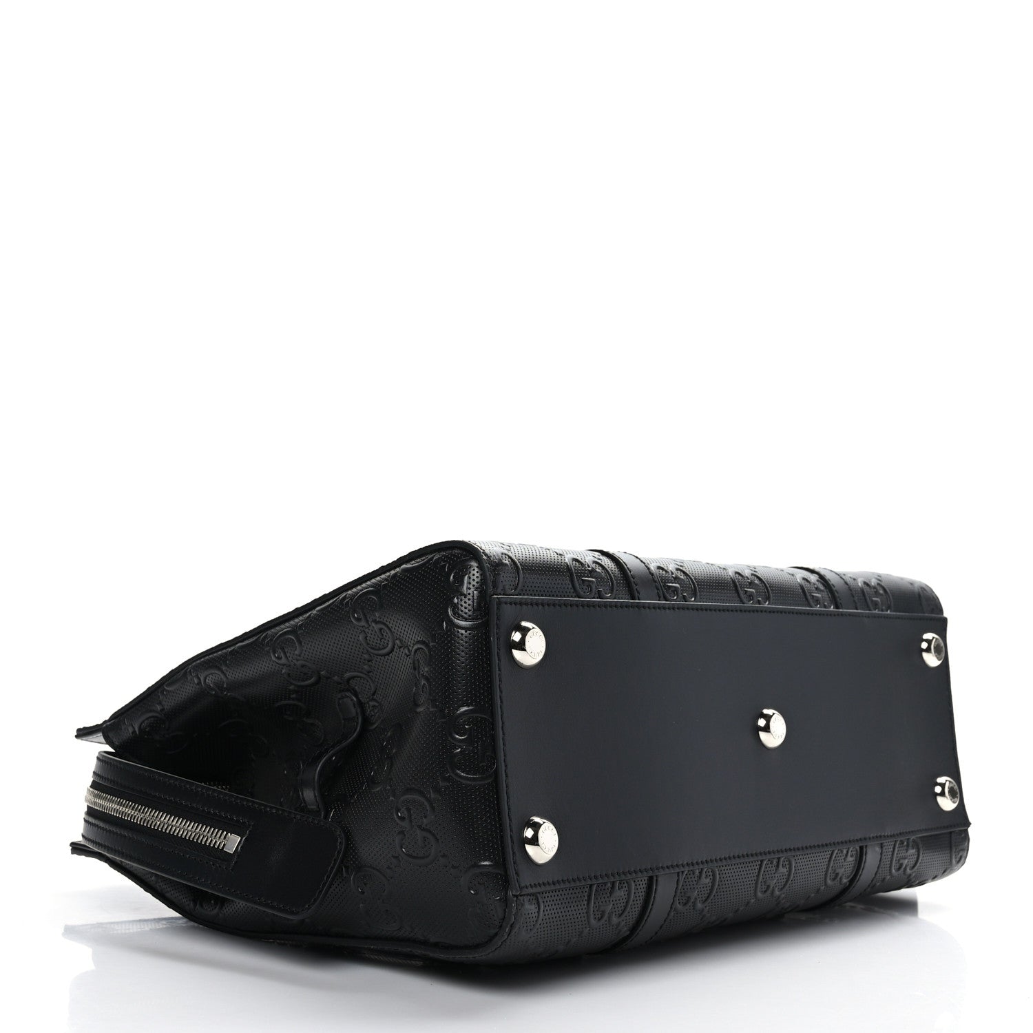 Gucci Calfskin GG Tennis Embossed Tote Bag Black 4 of 9