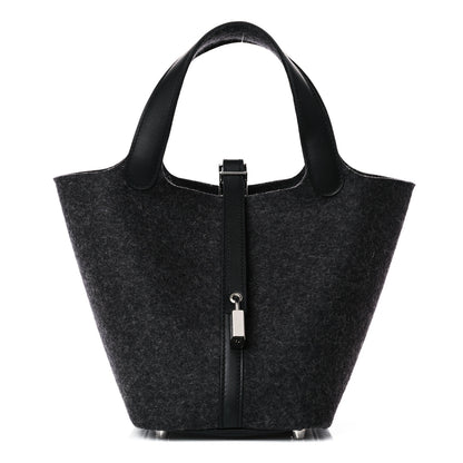 Hermes Feutre Swift Picotin Lock 18 PM Gris Moyen Black 1 of 12