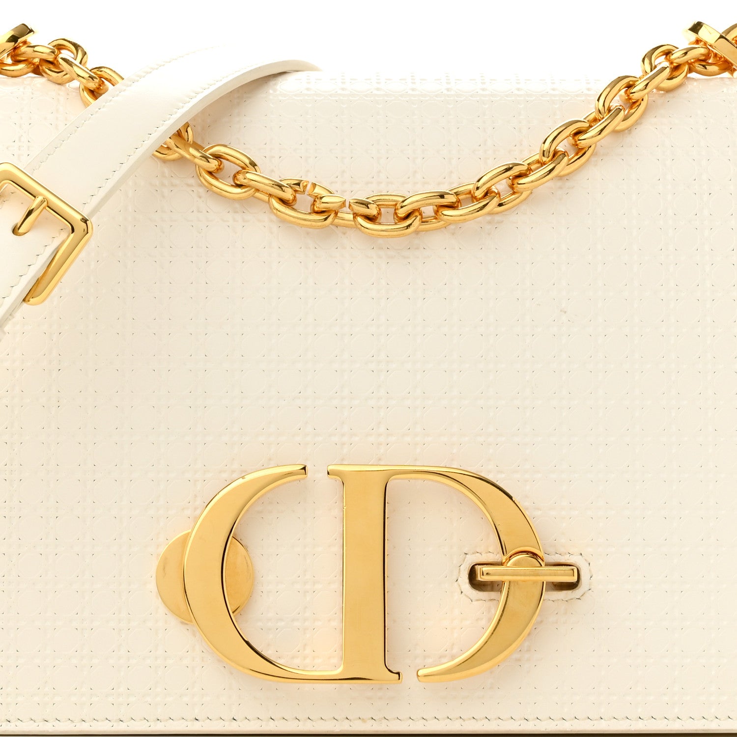 Christian Dior Patent Micro-Cannage 30 Montaigne Chain Flap Bag White 7 of 9
