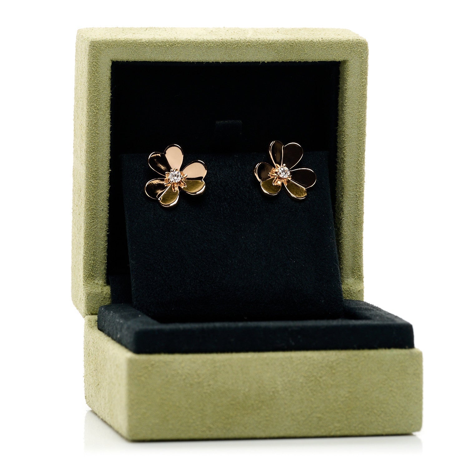 Van Cleef & Arpels 18K Rose Gold Diamond Small Frivole Earrings 5 of 5