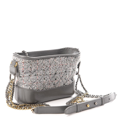 Chanel Tweed Calfskin Quilted Small Gabrielle Hobo Grey 3 of 11