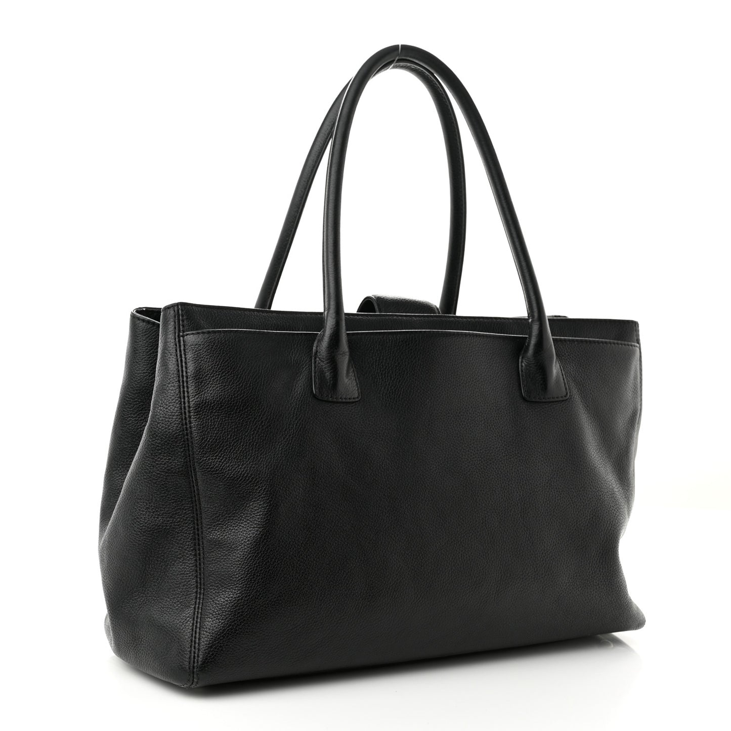 Calfskin Cerf Executive Shopper Tote Black