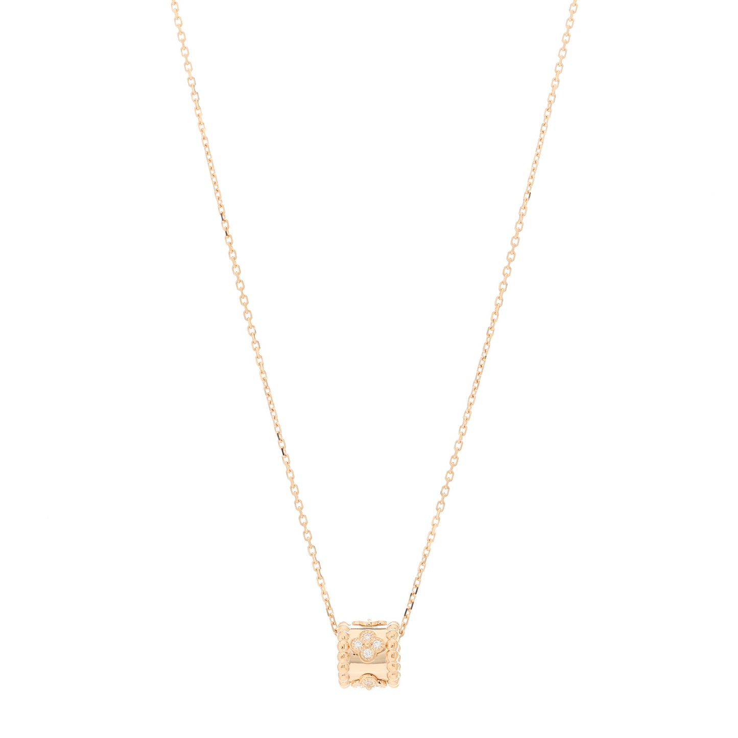 18K Rose Gold Diamond Small Perlee Clovers Pendant Necklace