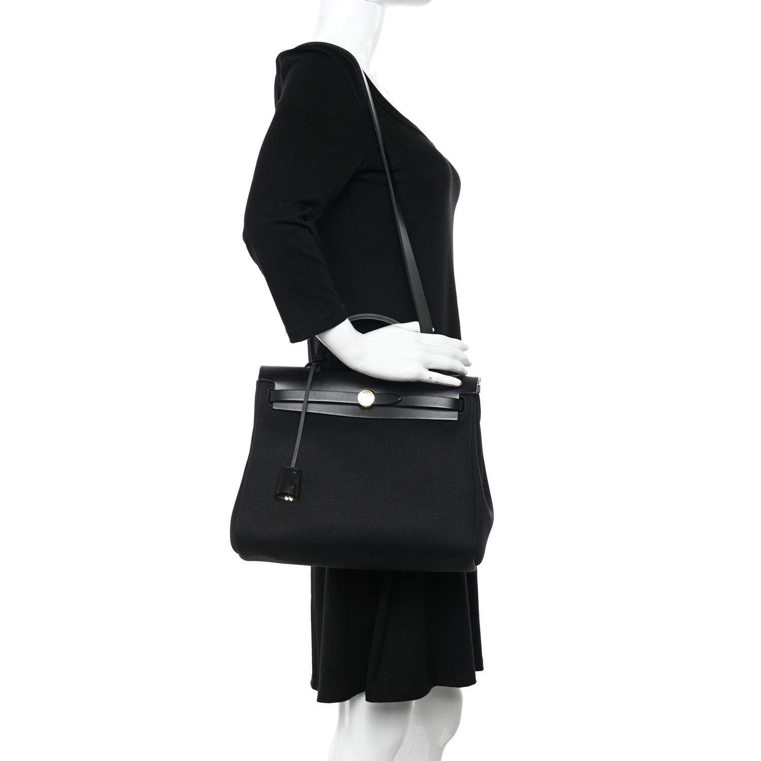 Hermes Military Toile Vache Hunter Herbag Zip PM 31 Black 2 of 14
