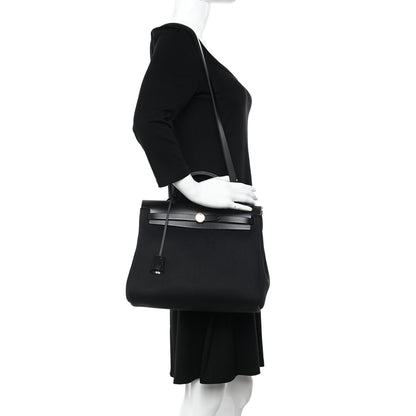 Hermes Military Toile Vache Hunter Herbag Zip PM 31 Black 2 of 14