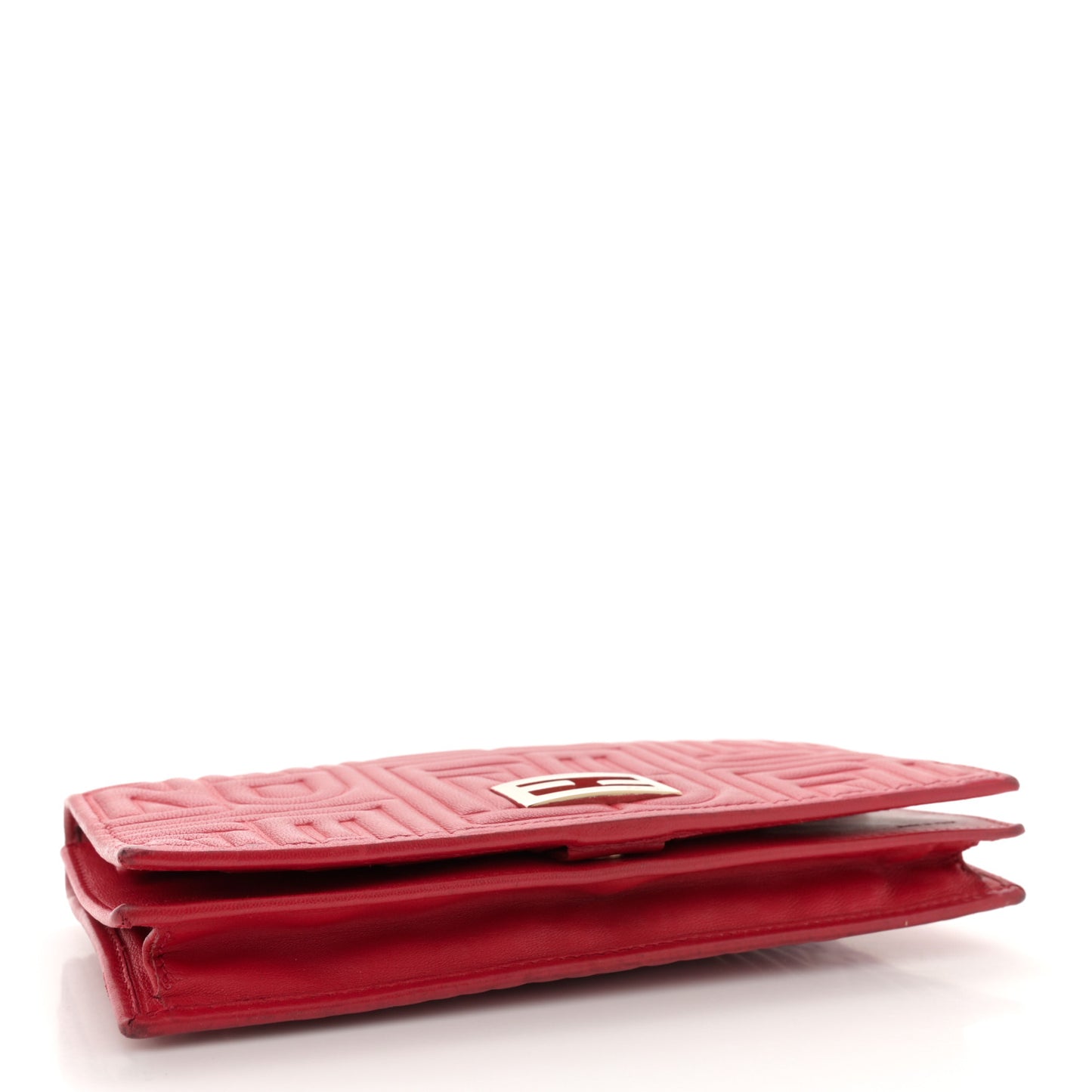 Nappa Logo Embossed Long Wallet on Chain Rosso