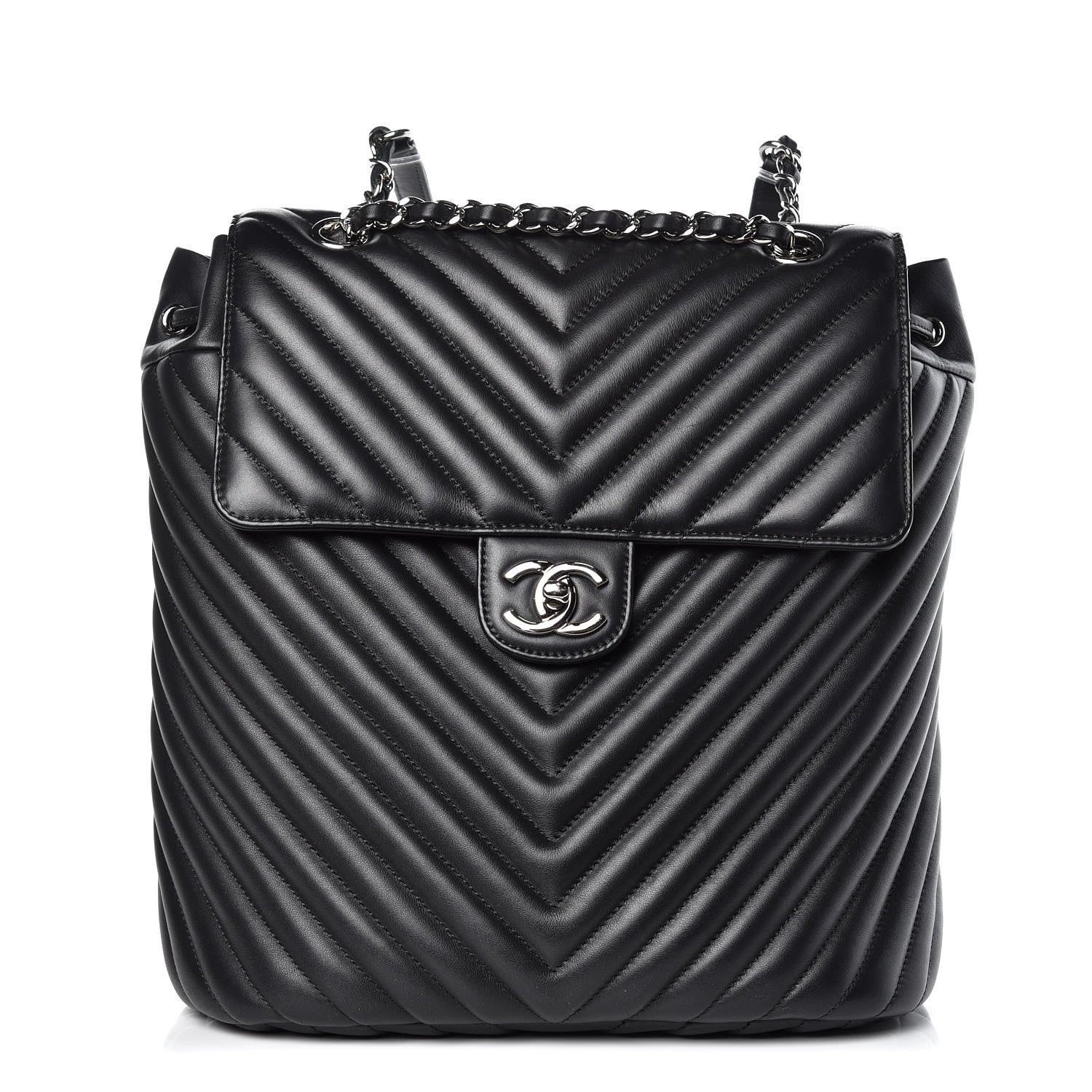 Chanel Calfskin Chevron Quilted Large Urban Spirit Backpack Black 1 of 10