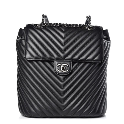 Chanel Calfskin Chevron Quilted Large Urban Spirit Backpack Black 1 of 10