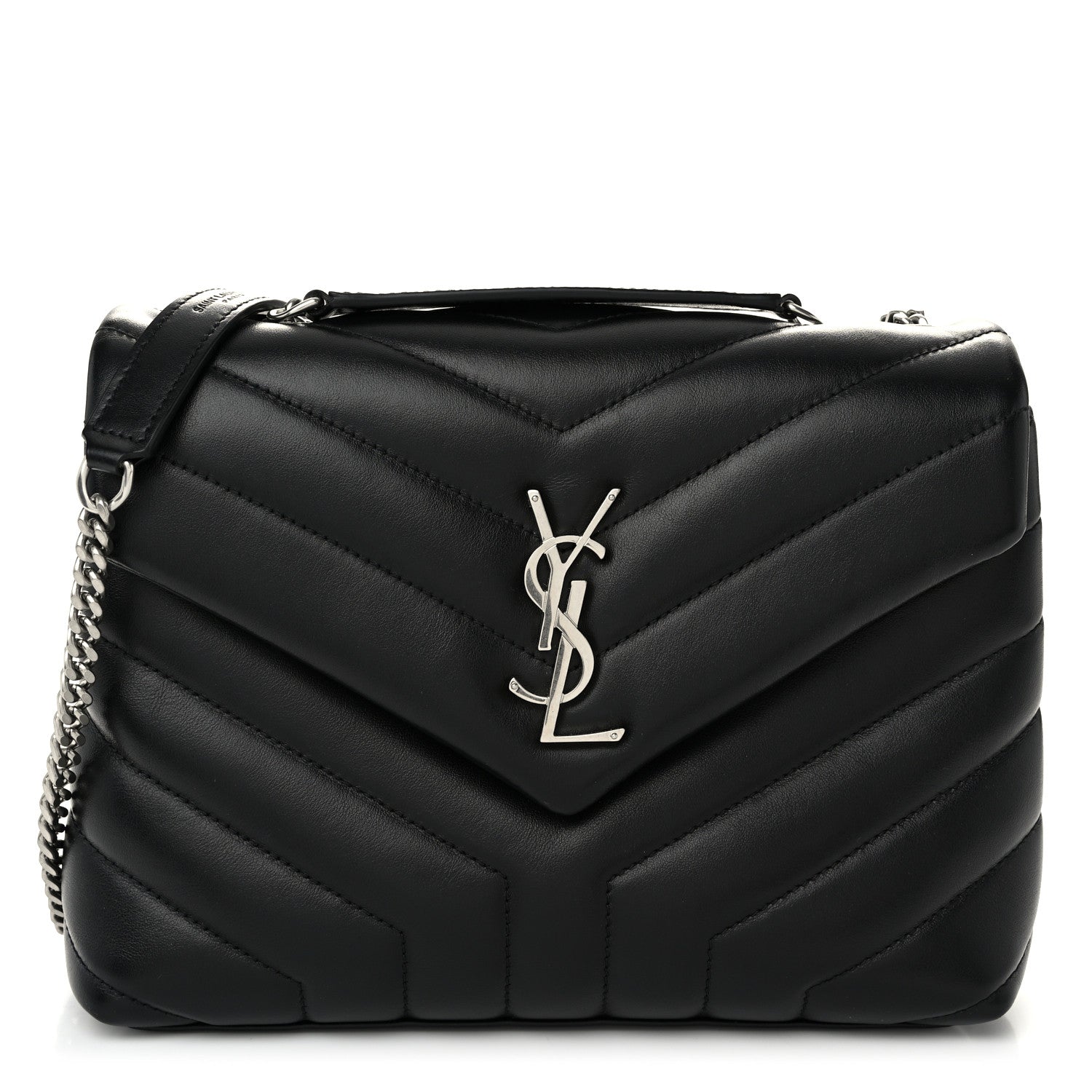 Saint Laurent Calfskin Y Quilted Monogram Small Loulou Chain Satchel Black 1 of 10