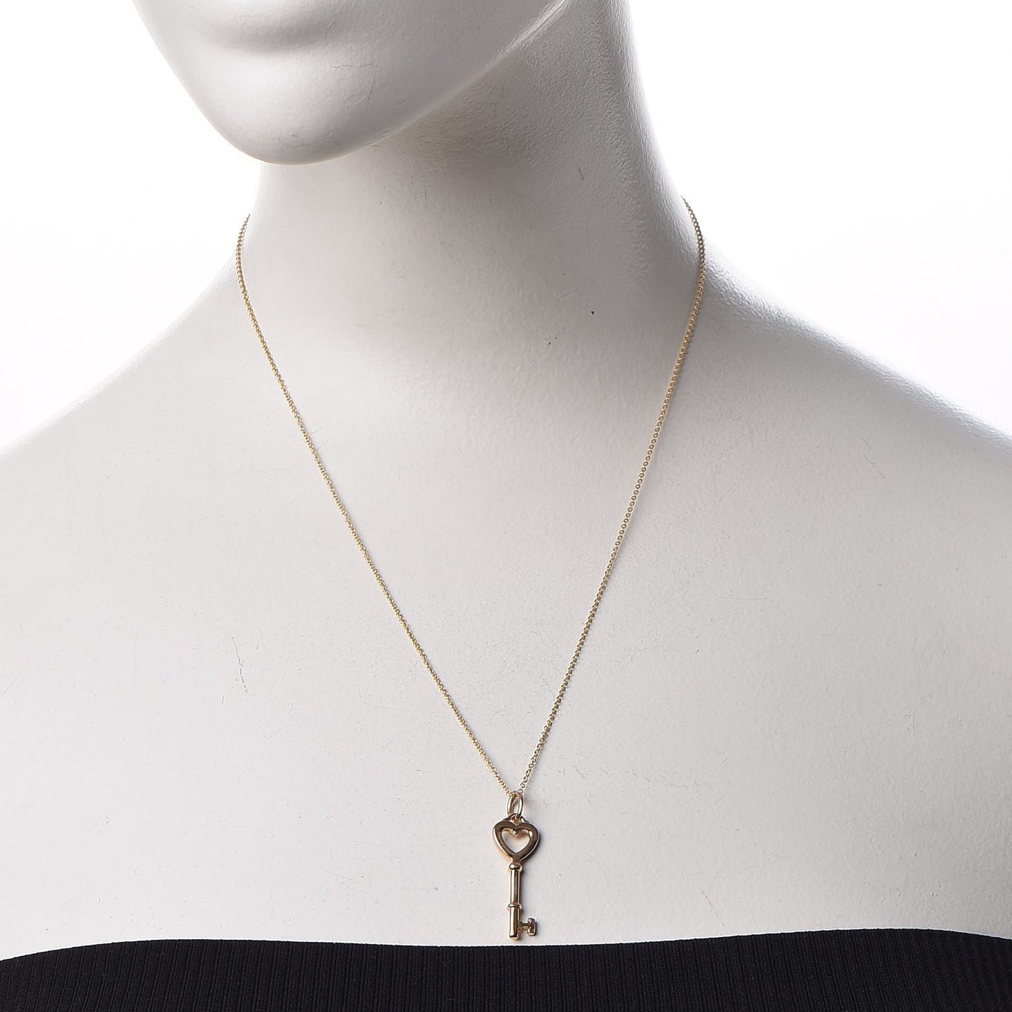 18K Yellow Gold Mini Heart Key Pendant Necklace