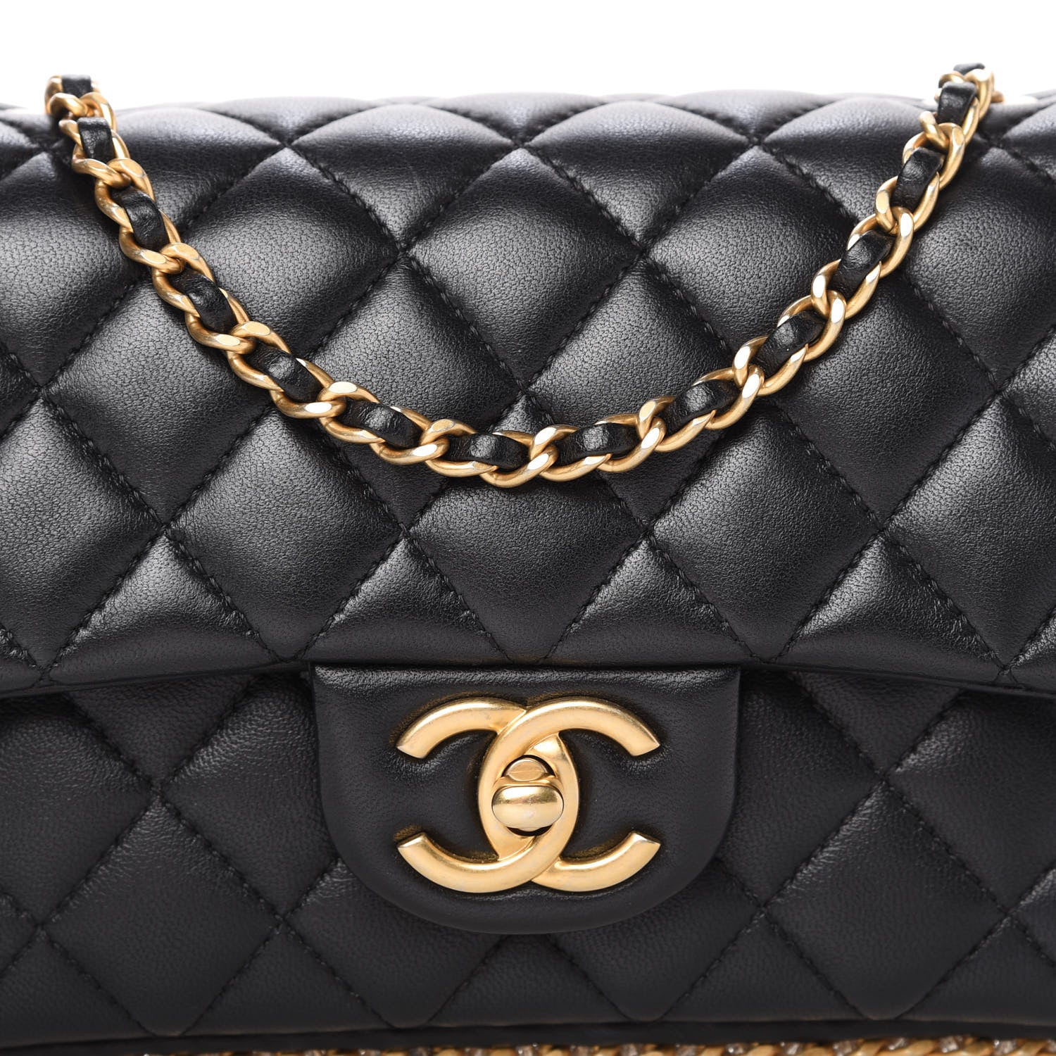 Chanel Lambskin Quilted Mini River of Pearls Flap Bag Black 10 of 10