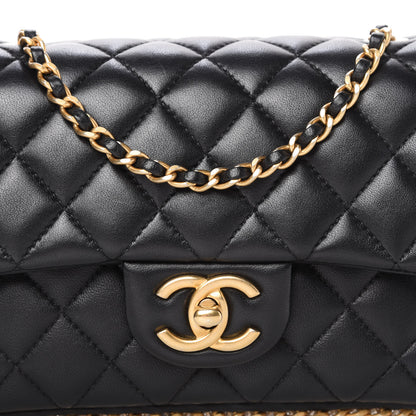 Chanel Lambskin Quilted Mini River of Pearls Flap Bag Black 10 of 10