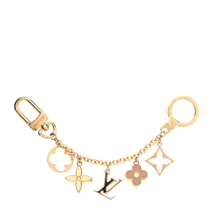 Louis Vuitton Brass Enamel Fleur De Monogram Bag Charm Chain Gold 1 of 3