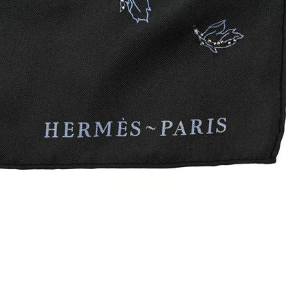 Hermes Silk Embroidered Robe Legere Scarf 90 Black Bleu 2 of 4