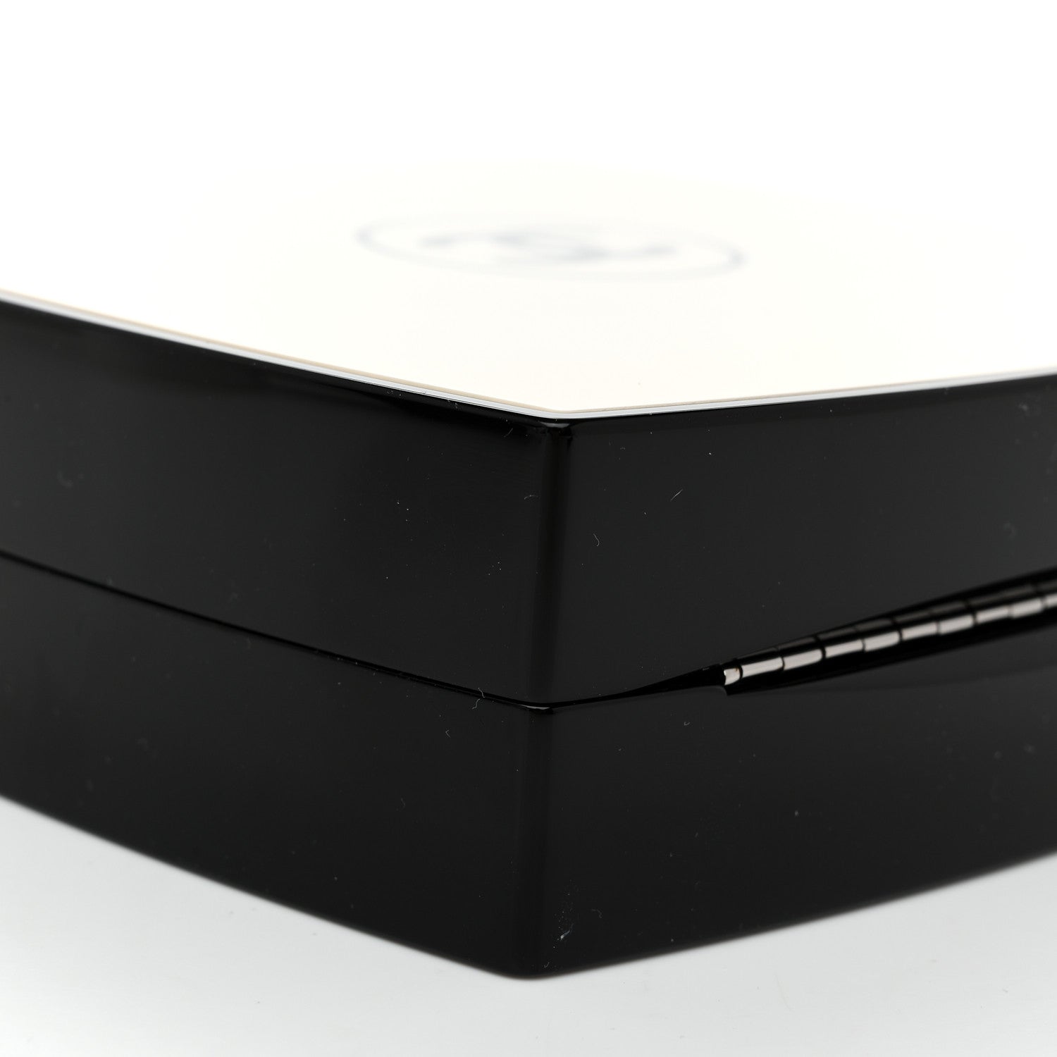 Chanel Plexiglass Compact Box Clutch Black Ivory 8 of 9