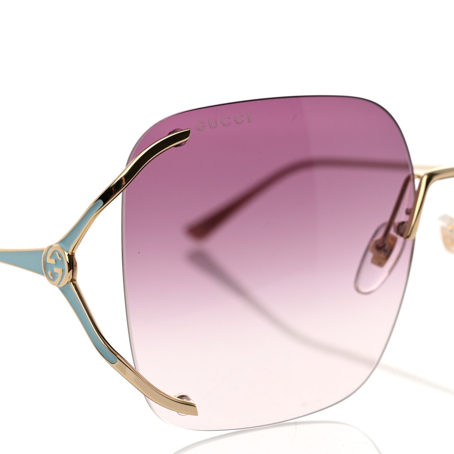 Metal Oversized Sunglasses GG0646S Gold Blue