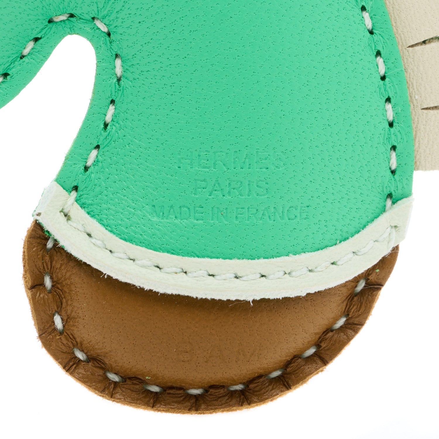 Hermes Milo Lambskin Geegee Camail Bag Charm Kraft Vert Comics Vert Fizz Craie 4 of 4