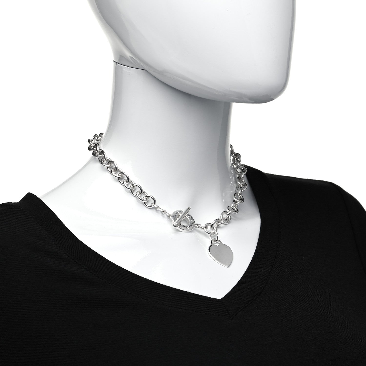 Tiffany Sterling Silver Heart Tag Toggle Necklace 6 of 6
